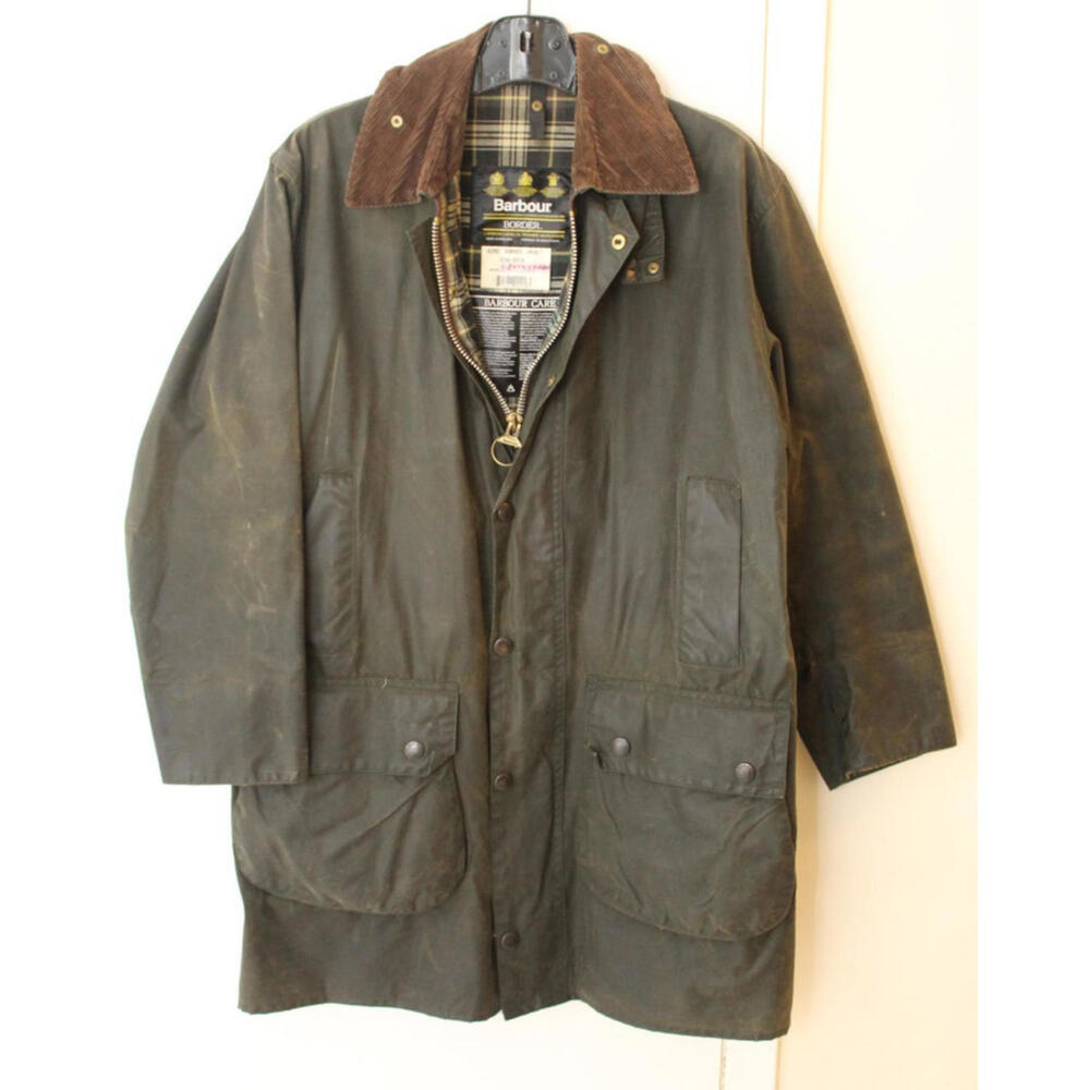 Barbour Vintage A200 Border Wax Jacket C38 Small Sage Green Country England - Picture 6 of 15